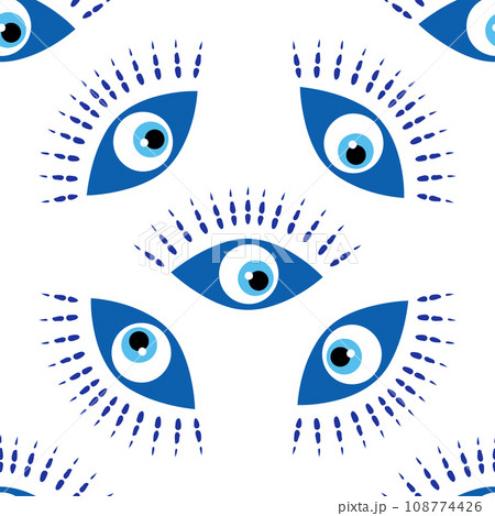 Seamless pattern with Turkish evil eye bead....のイラスト素材 [108774426] - PIXTA