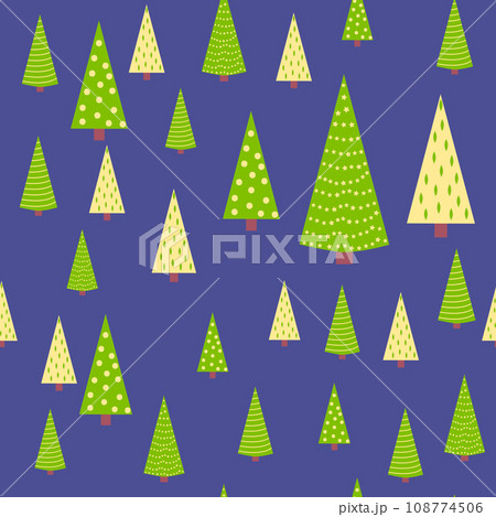 Winter forest scandinavian hand drawn seamless pattern. New Year, Christmas, holiday 108774506