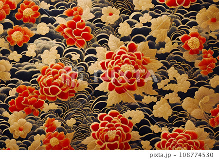 和柄の花の模様のイラスト素材 [108774530] - PIXTA