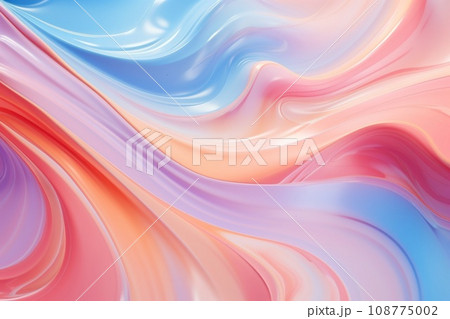Liquid paint texture. Abstract background of colored floating liquid in pink blue yellow red pastel colors. Paint flows smoothly into each other, mixing in beautiful patterns. Copy space. Close up. Liquid paint texture. Abstract background of colored floating liquid in pink blue yellow red pastel colors. Paint flows smoothly into each other, mixing in beautiful patterns. Copy space. Close up. 108775002