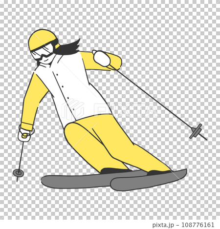 スキーで滑る女性スキーヤー 108776161