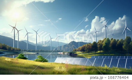 Sustainable Energy Futuristic City Concept Illustration 108776404