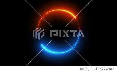 Blue neon light circle 108776987