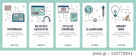 Vector line art web and mobile app template set Vector line art web and mobile app template set 108778941