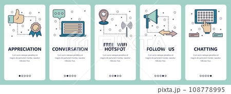 Vector line art web and mobile app template set 108778995