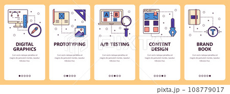 Vector line art web and mobile app template set 108779017