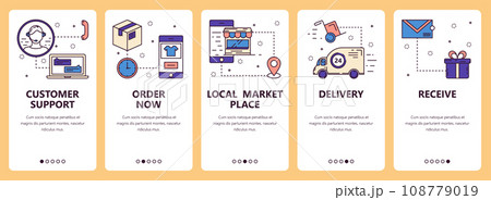 Vector line art web and mobile app template set 108779019