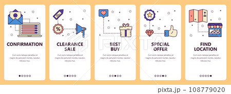 Vector line art web and mobile app template set 108779020