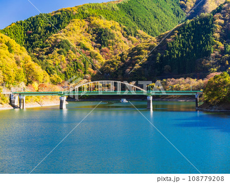 秋の奥多摩湖と深山橋 108779208