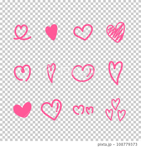 Pink heart doodle hand drawn for element, illustration, Valentine, love 108779373