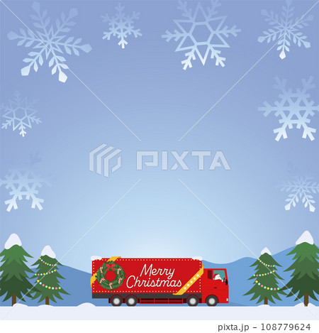 雪道を走るクリスマス広告トラックのベクターイラスト 雪道を走るクリスマス広告トラックのベクターイラスト 108779624