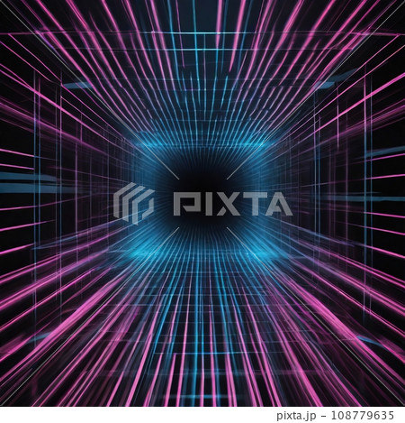 Neon background with tunnel illusion Neon background with tunnel illusion 108779635