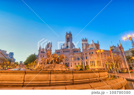 Madrid Spain, sunrise city skyline at Cibeles Fountain Town Square Madrid Spain, sunrise city skyline at Cibeles Fountain Town Square 108780380