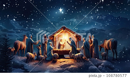 Nativity scene, christian Christmas Nativity scene, christian Christmas 108780577