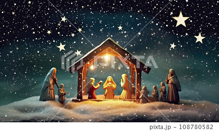 Nativity scene, christian Christmas Nativity scene, christian Christmas 108780582