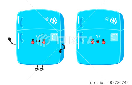 Refrigerator character. Vector hand drawn cartoon kawaii character illustration icon. Isolated on white background. Happy Fridge character concept 108780745