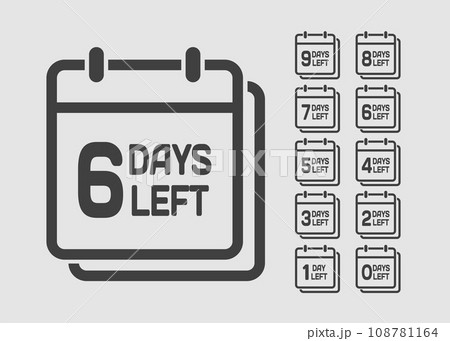 Countdown daily page calendar icon - 6 days left Countdown daily page calendar icon - 6 days left 108781164