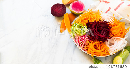 Vegetable noodle concept - selection of vegetable spaghetti, low carb diet alternative 108781680