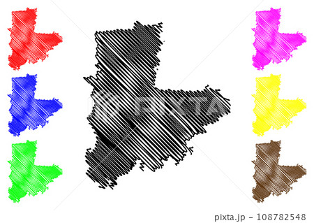 Akola district (Maharashtra State, Amravati Division, Republic of India) map vector illustration, scribble sketch Akola map 108782548