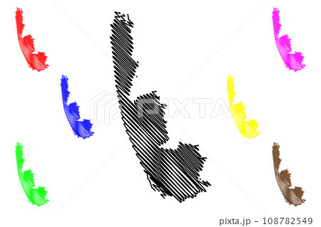Alappuzha district (Kerala State, Republic of India) map vector illustration, scribble sketch Alleppey map 108782549