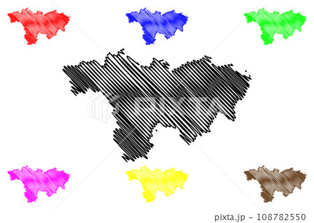 Aligarh district (Uttar Pradesh State, Republic of India) map vector illustration, scribble sketch Aligarh map 108782550