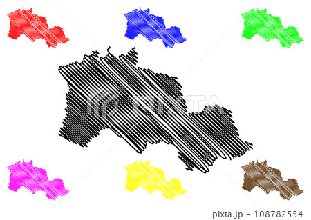 Almora district (Uttarakhand or Uttaranchal State, Republic of India) map vector illustration, scribble sketch Almora map 108782554