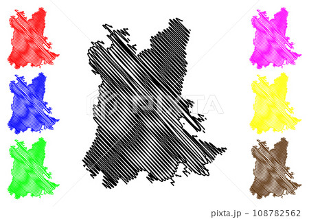 Alwar district (Rajasthan State, Republic of India) map vector illustration, scribble sketch Alwar map 108782562