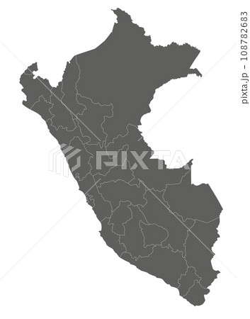 Vector blank map of Peru with departments, provinces and administrative divisions. Editable and clearly labeled layers. 108782683