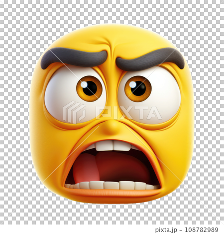 Shocked Emoticon with Open Mouth 108782989