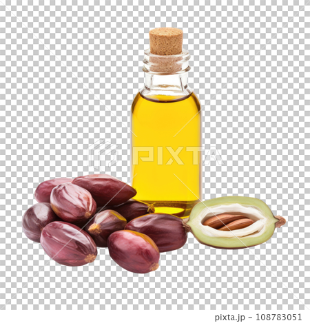 Cold-Pressed Jojoba Oil and Seeds 108783051
