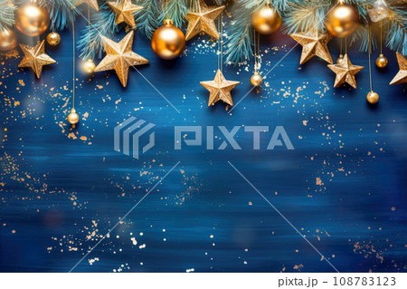 Christmas background with fir branches and decorations. AI content Christmas background with fir branches and decorations. AI content 108783123