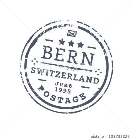 Bern Switzerland passport travel airport stamp, immigration office border control seal. Vector visa in airport template, departed sign, postage mark 108783828