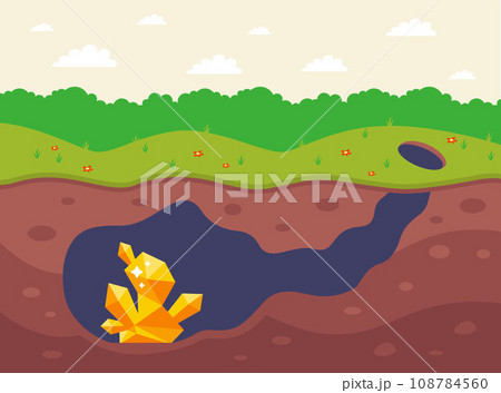 underground mine with gold nuggets. 108784560