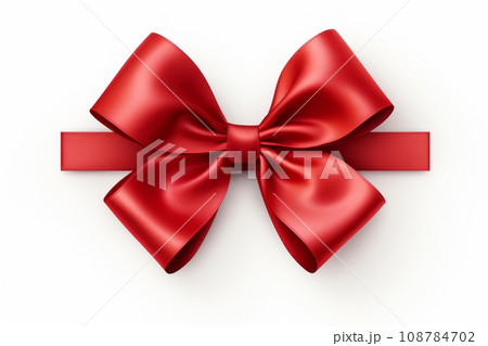 Pink ribbon with bow isolated 108784702