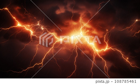 A lightning bolt in the dark sky, AI 108785461