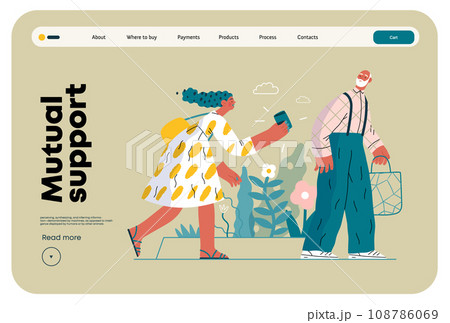 Mutual Support: Picking Up the Dropped Item -modern flat vector concept illustration of a woman who picked up a wallet lost by an elderly man Metaphor of voluntary, collaborative exchanges of services Mutual Support: Picking Up the Dropped Item -modern flat vector concept illustration of a woman who picked up a wallet lost by an elderly man Metaphor of voluntary, collaborative exchanges of services 108786069