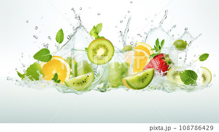 A lively banner illustrating fresh smoothies 108786429