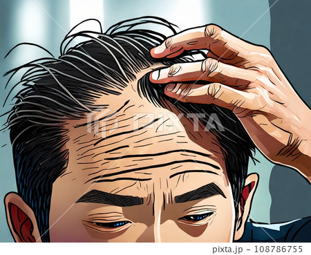 薄毛、ハゲを気にしているイメージ 薄毛、ハゲを気にしているイメージ 108786755