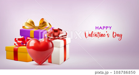 Valentine's day illustration with gift boxes Valentine's day illustration with gift boxes 108786850