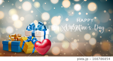 Valentine's day illustration with gift boxes Valentine's day illustration with gift boxes 108786854