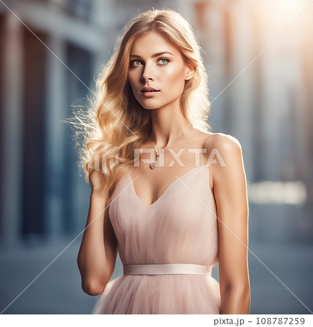 ドレスを着たロングヘアーの女性 108787259
