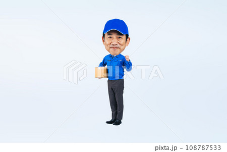 荷物を持つデリバリースタッフの三頭身デフォルメキャラクター 荷物を持つデリバリースタッフの三頭身デフォルメキャラクター 108787533