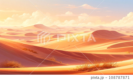 砂漠のアニメ風イラスト風景「AI生成画像」 108787871