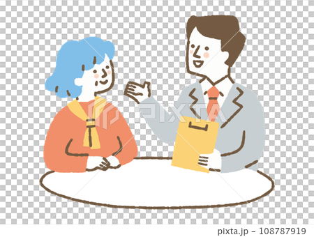 専門家の説明を聞いている高齢女性_色 108787919