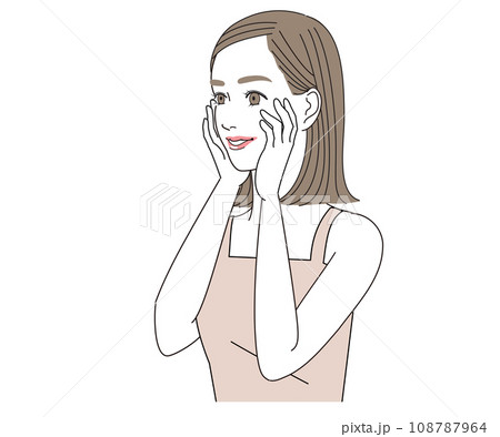 頬を両手で触りながら笑顔の女性 頬を両手で触りながら笑顔の女性 108787964