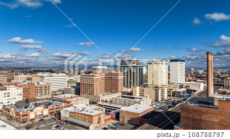 spokane downtown bank hotel street aerial view 108788797