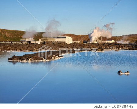 Svartsengi Geothermal Power Plant near Grindavik, Iceland on clear sunny day. 108789448