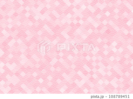 和紙斜め格子波模様ピンク 和紙斜め格子波模様ピンク 108789451