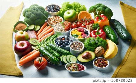 カラフルで健康的な食卓-AI画像生成 108789622