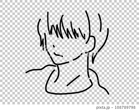 かっこいい男性のシンプルな線画/手描きイラスト素材 かっこいい男性のシンプルな線画/手描きイラスト素材 108789798